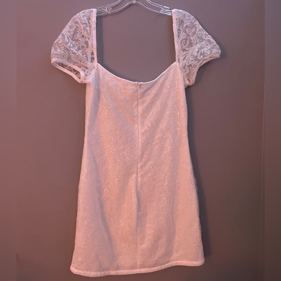 White Sequin Short Sleeve Mini Dress - Picture 7 of 8